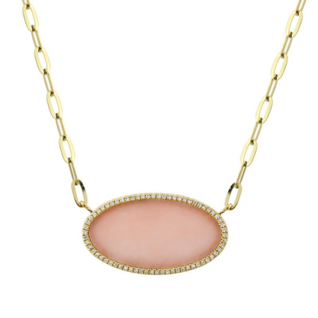 Pink Opal on Paperclip Chain Necklace
