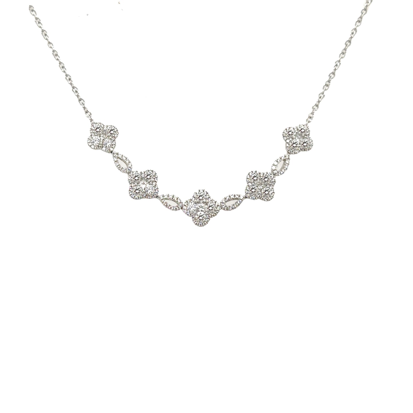 Diamond Flower and Teardrop Necklace