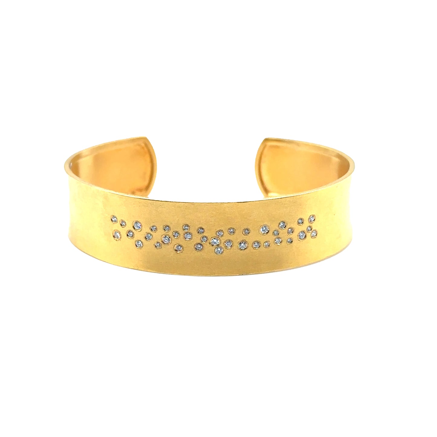 Brushed Gold Diamond Cuff Bracelet