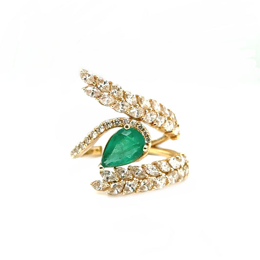 Emerald Pear Shaped Wreath ring