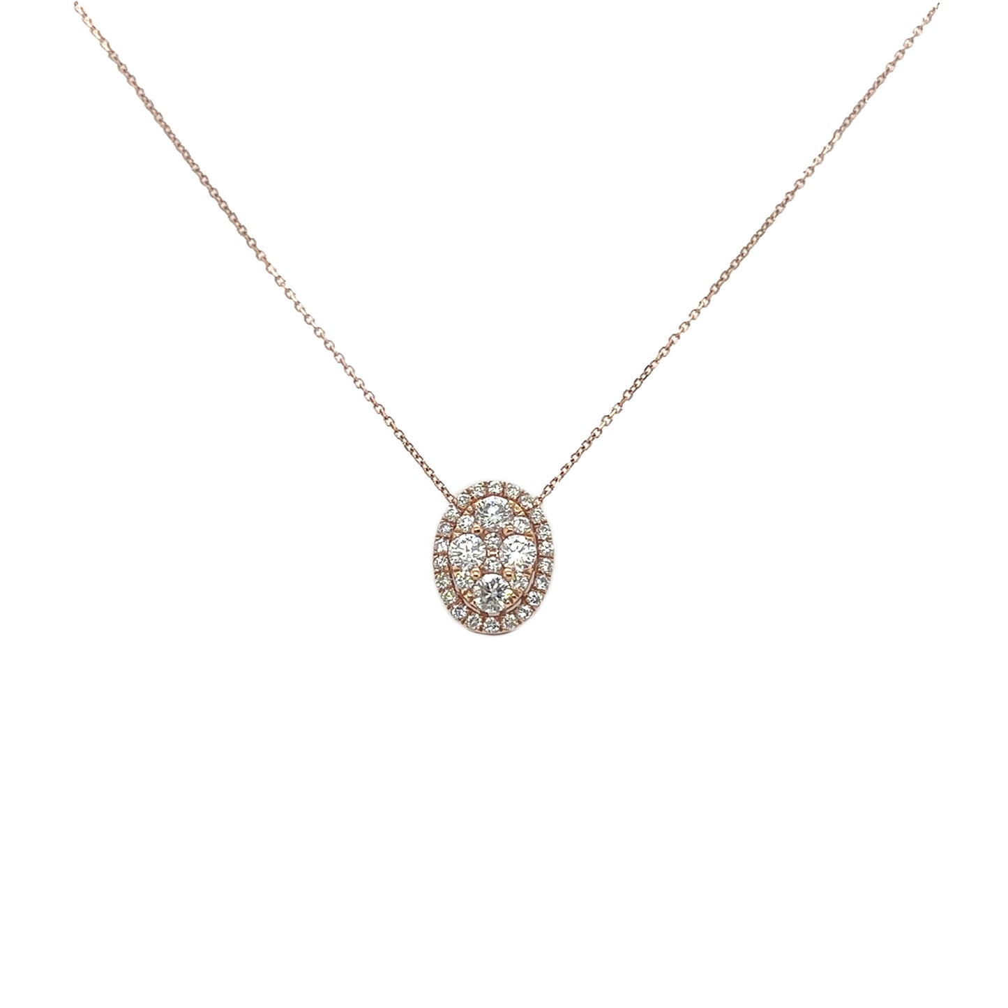 Diamond Oval Halo Pendant Necklace