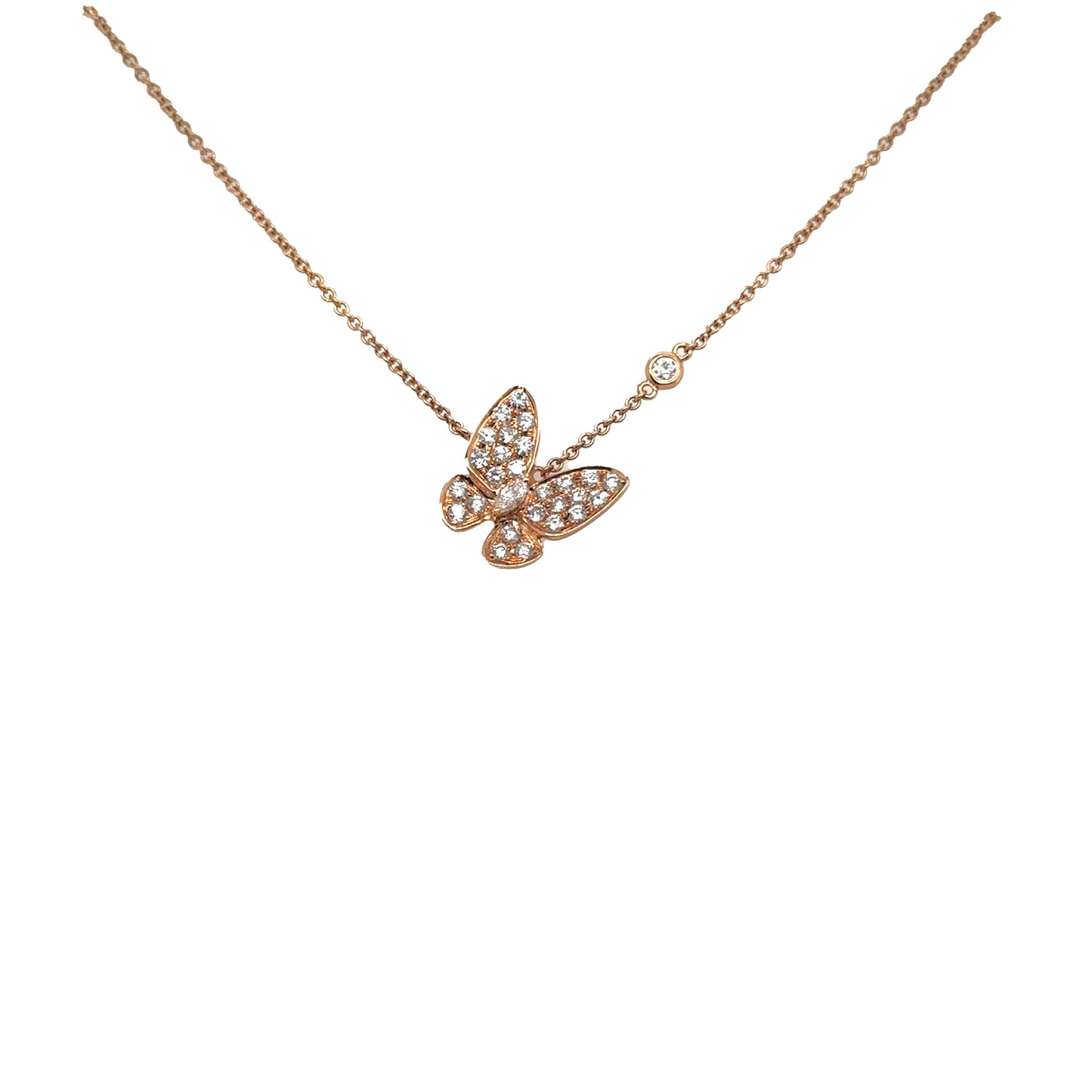 Butterfly Diamond Necklace with Diamond Bezel