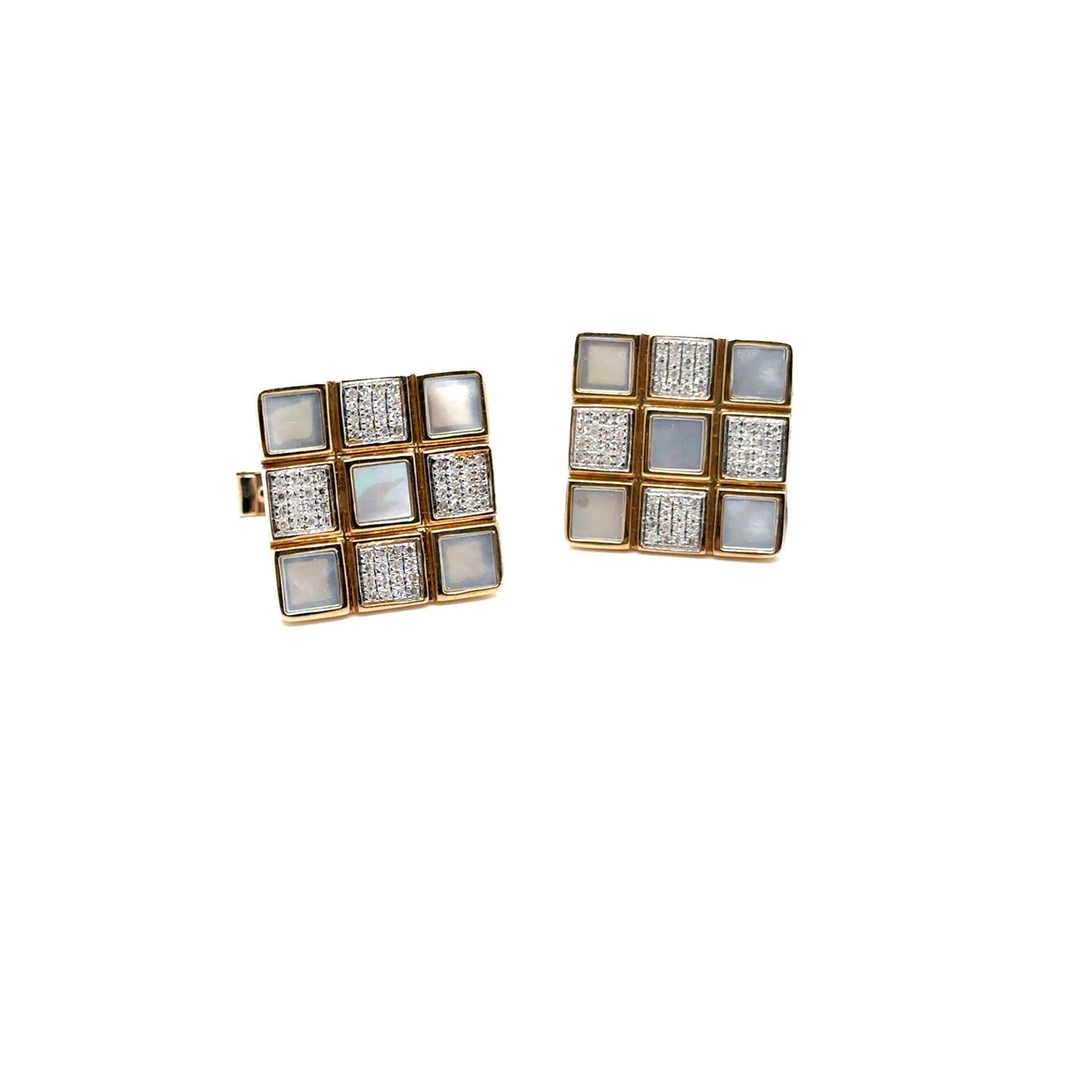 Diamond and MOP Alternating Square Cufflinks