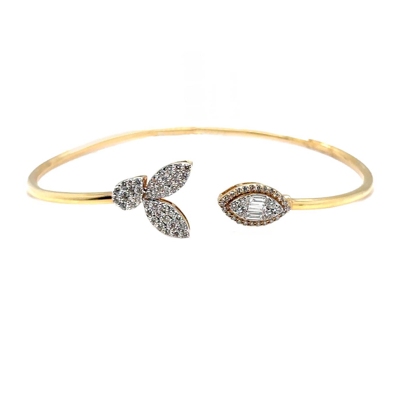 Diamond Leaf Style Open Bangle