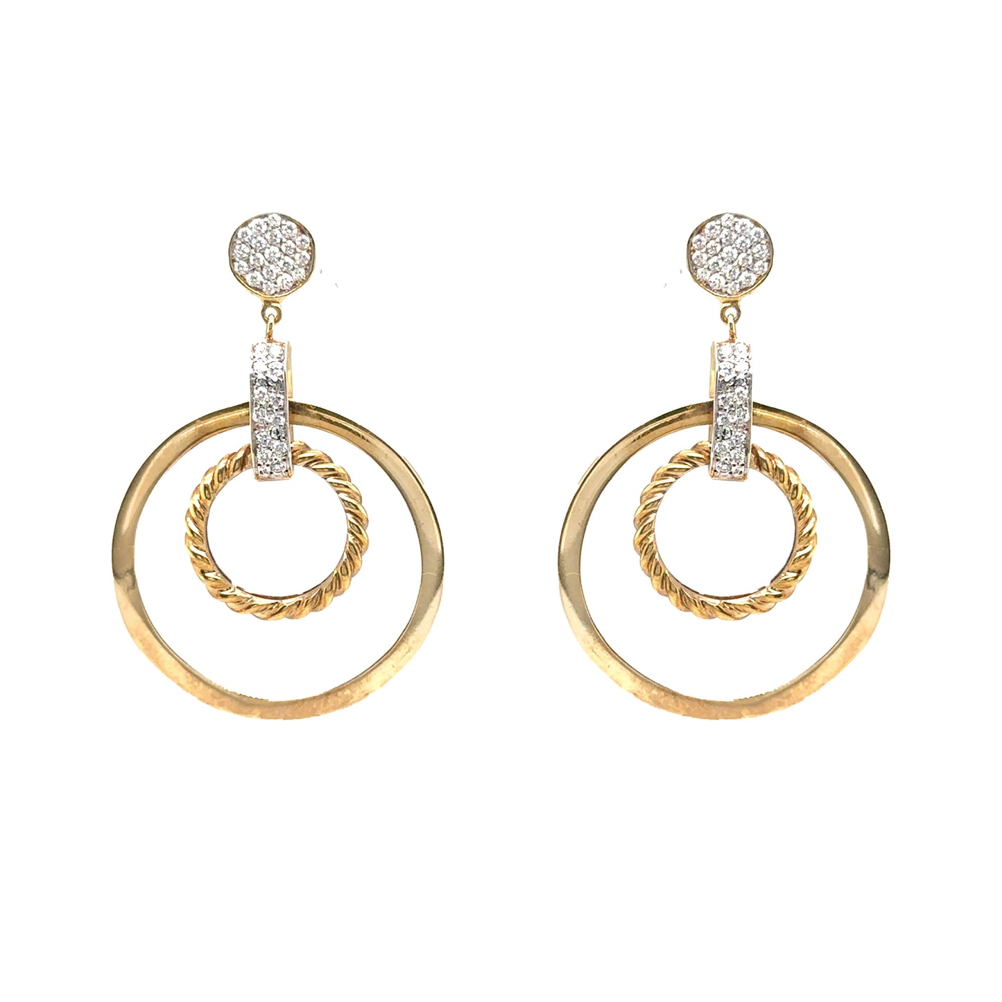 Hanging Circle Earrings with Diamond Accents