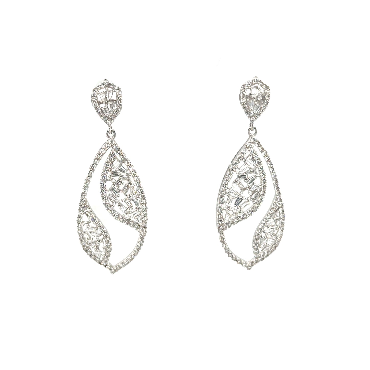Diamond Baguette Teardrop Earrings