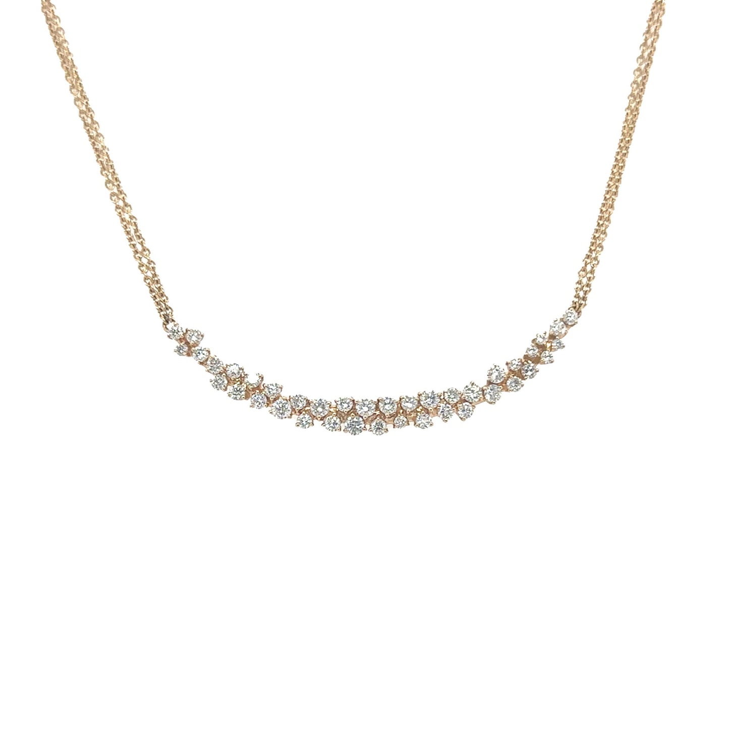 Double Bar Scattered Diamond Necklace