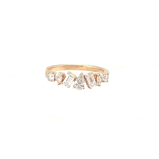 Rose gold multi shape diamond ring