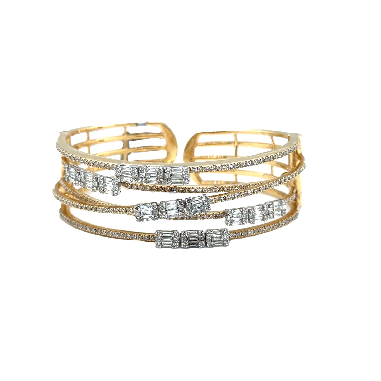 Layered Diamond Bangle with Scattered Baguettes
