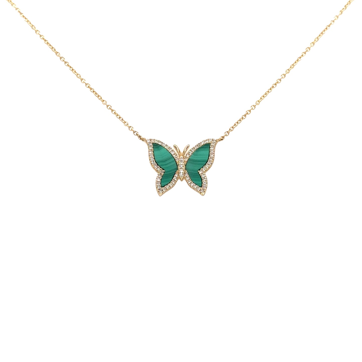 Diamond and Malachite Butterfly Necklace