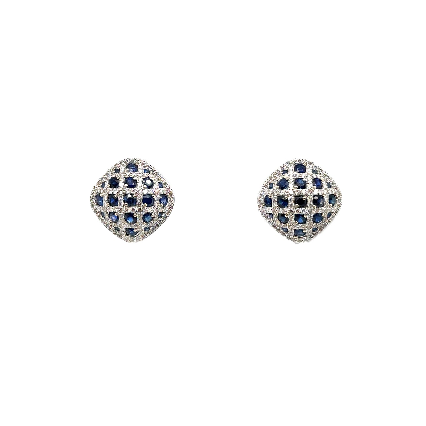 Diamond and Sapphire Cushion Studs