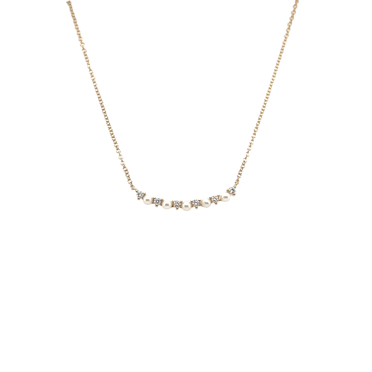 Pearl and Diamond Bar Necklace