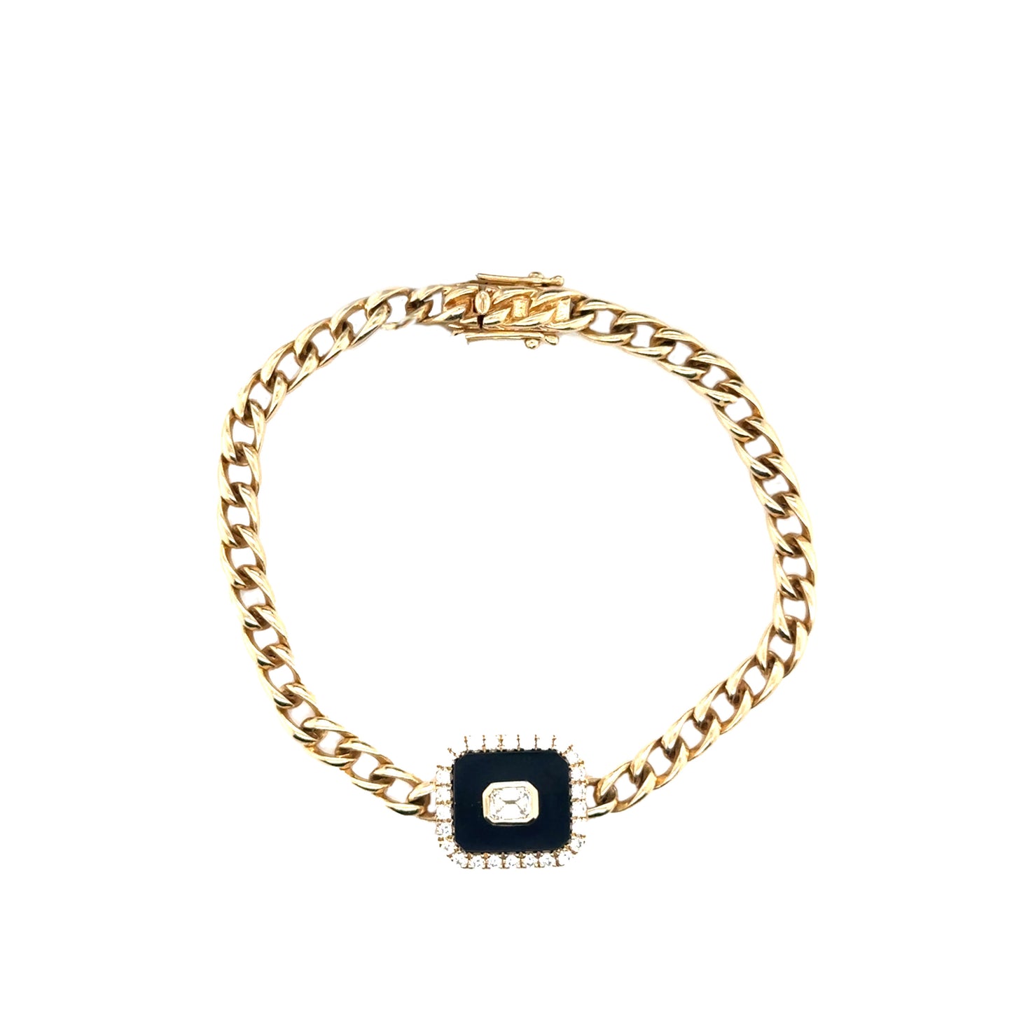 Black Onyx Square Bracelet with Diamonds
