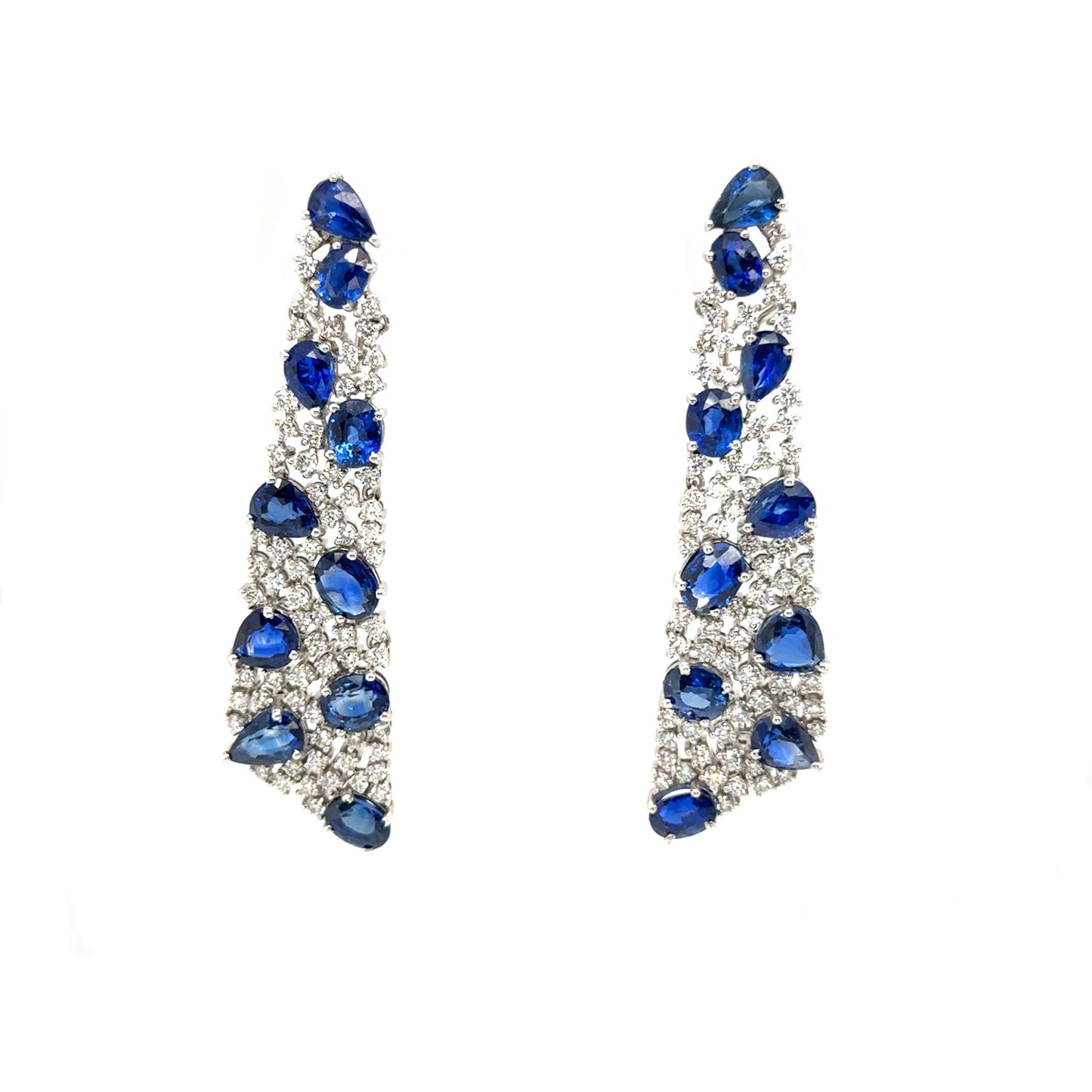 Diamond and Sapphire Hanging Statement Earrings