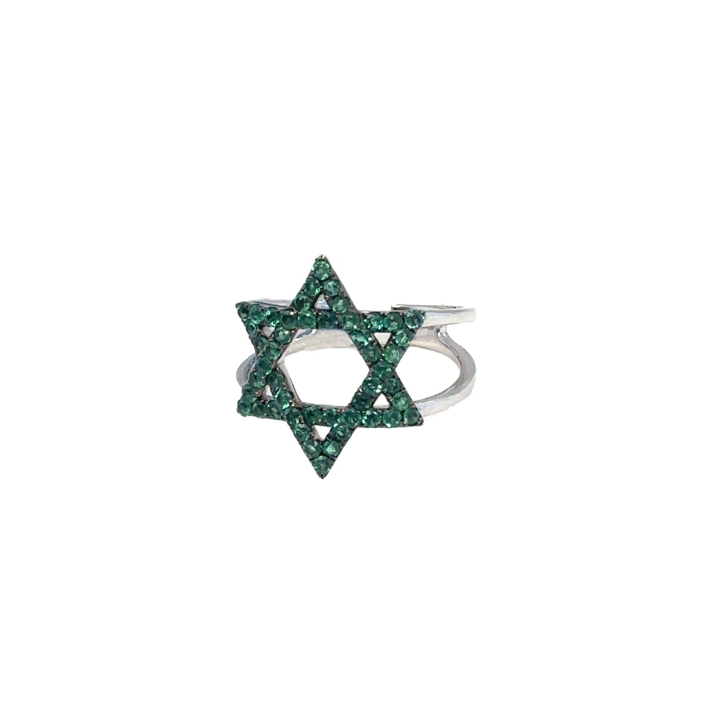 Emerald Star of David Ring
