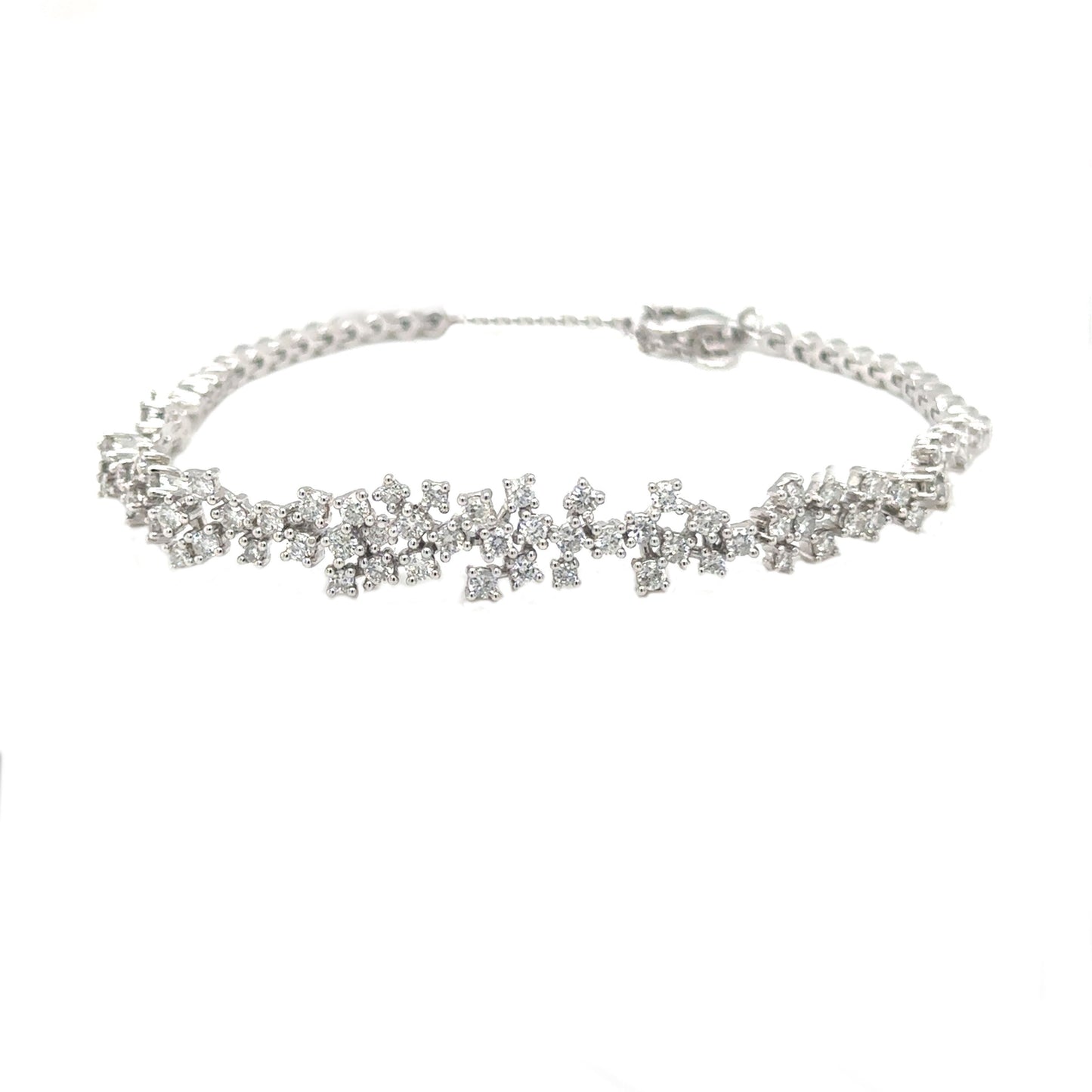 Diamond Wreath Cluster Bracelet with Beaded Chain