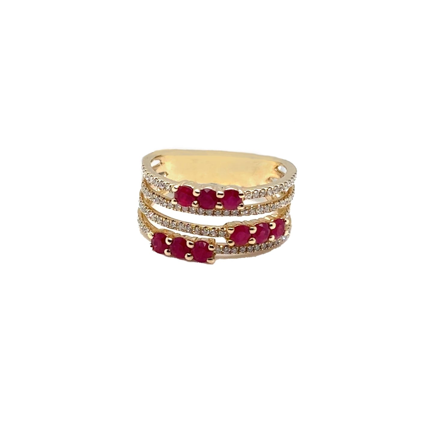 Four Row Diamond and Ruby Ring