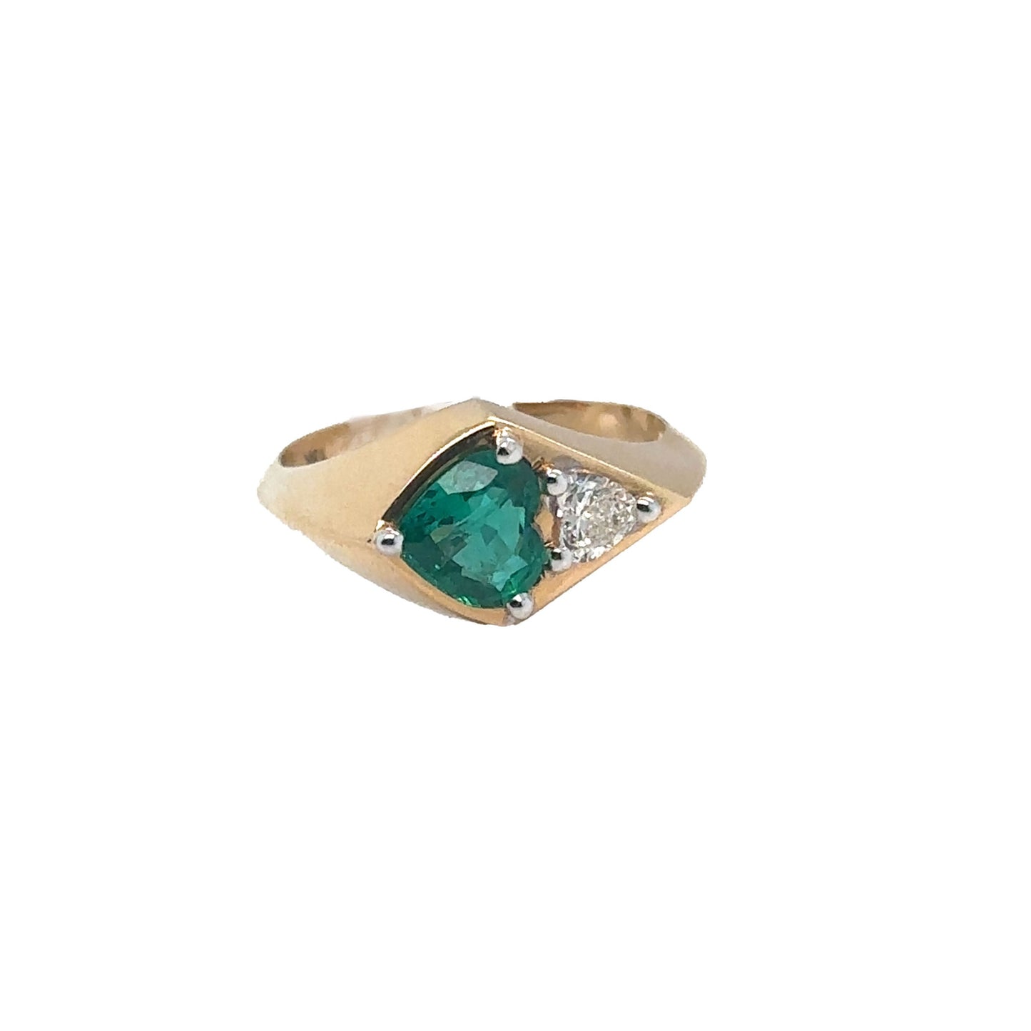Diamond and Heart Emerald Ring