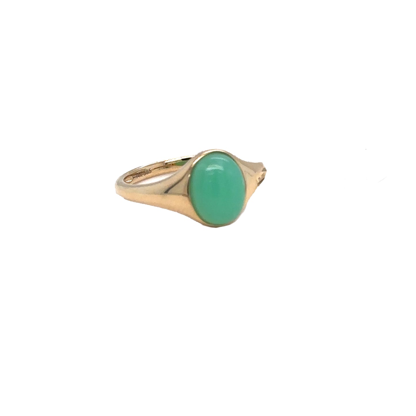 Green Stone Ring with Tapered Band