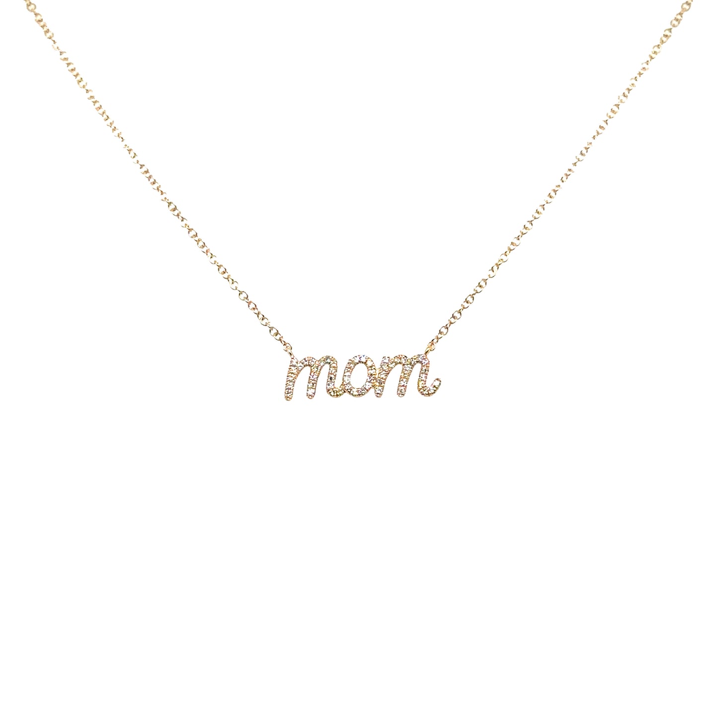 Diamond Script Mom Pendant
