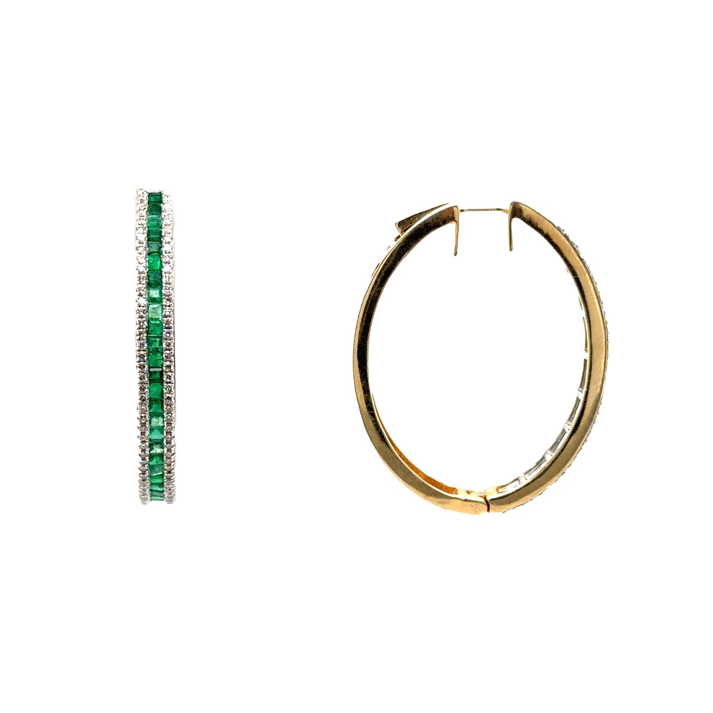 Diamond and Emerald Hoops