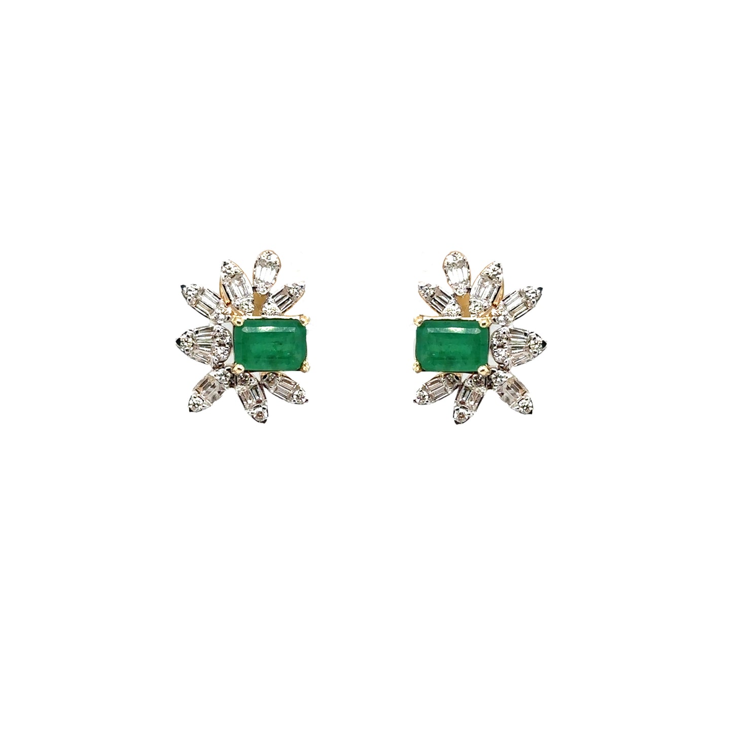 Emerald and Diamond Studs