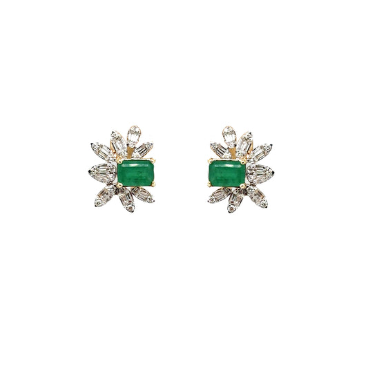 Emerald and Diamond Studs