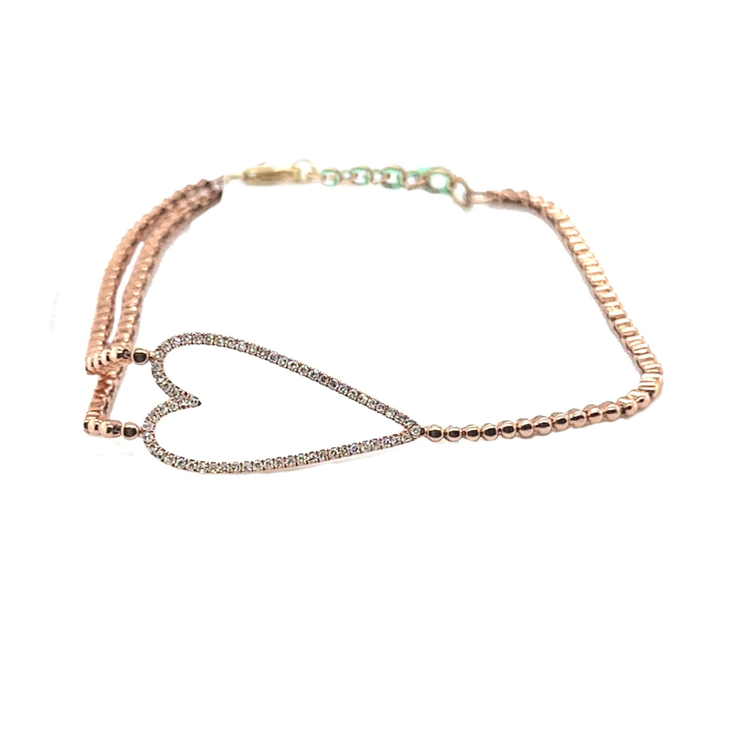 Diamond Heart Bracelet on Beaded Chain