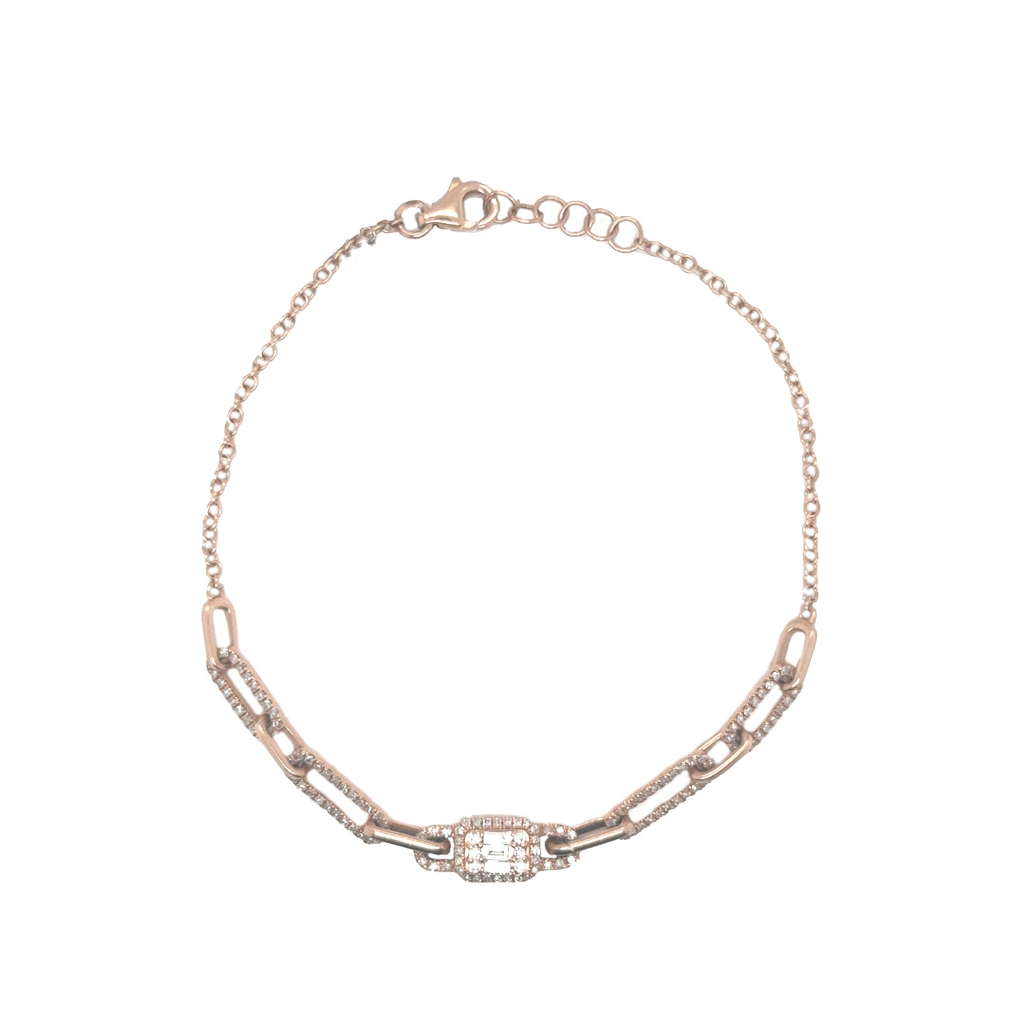 Diamond Paperclip Bracelet with Baguette Centre