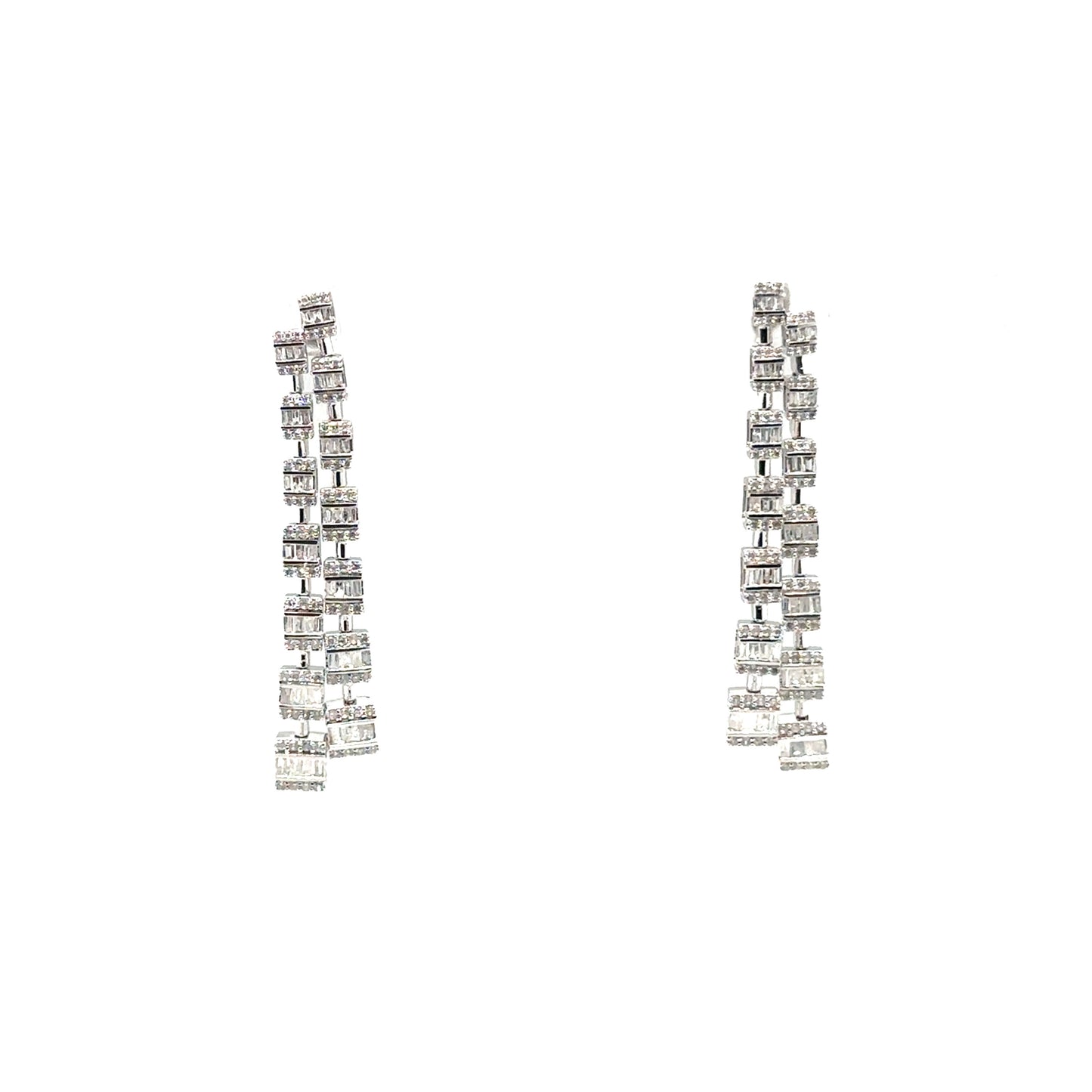 Double Row Diamond Hanging Earrings