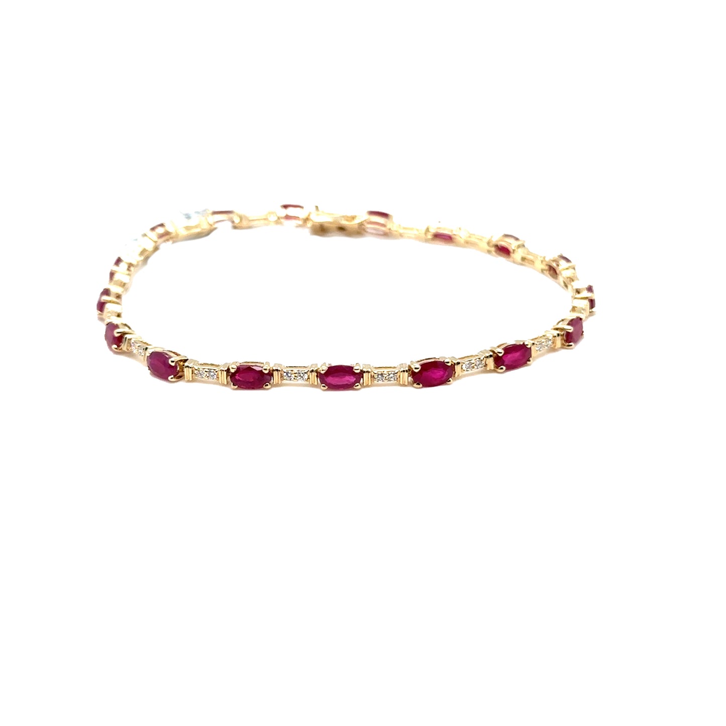 Diamond and Oval Ruby Bracelet