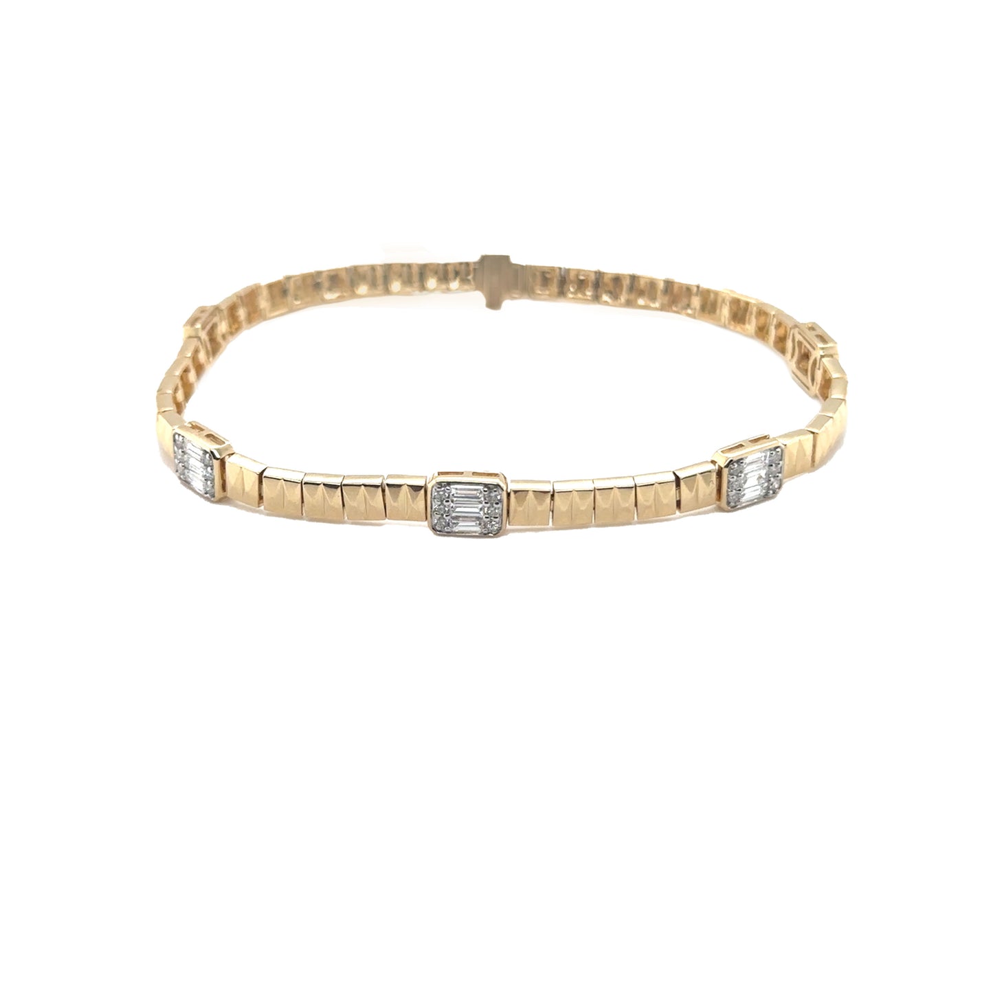 Geometric Diamond Baguette Cluster Bracelet