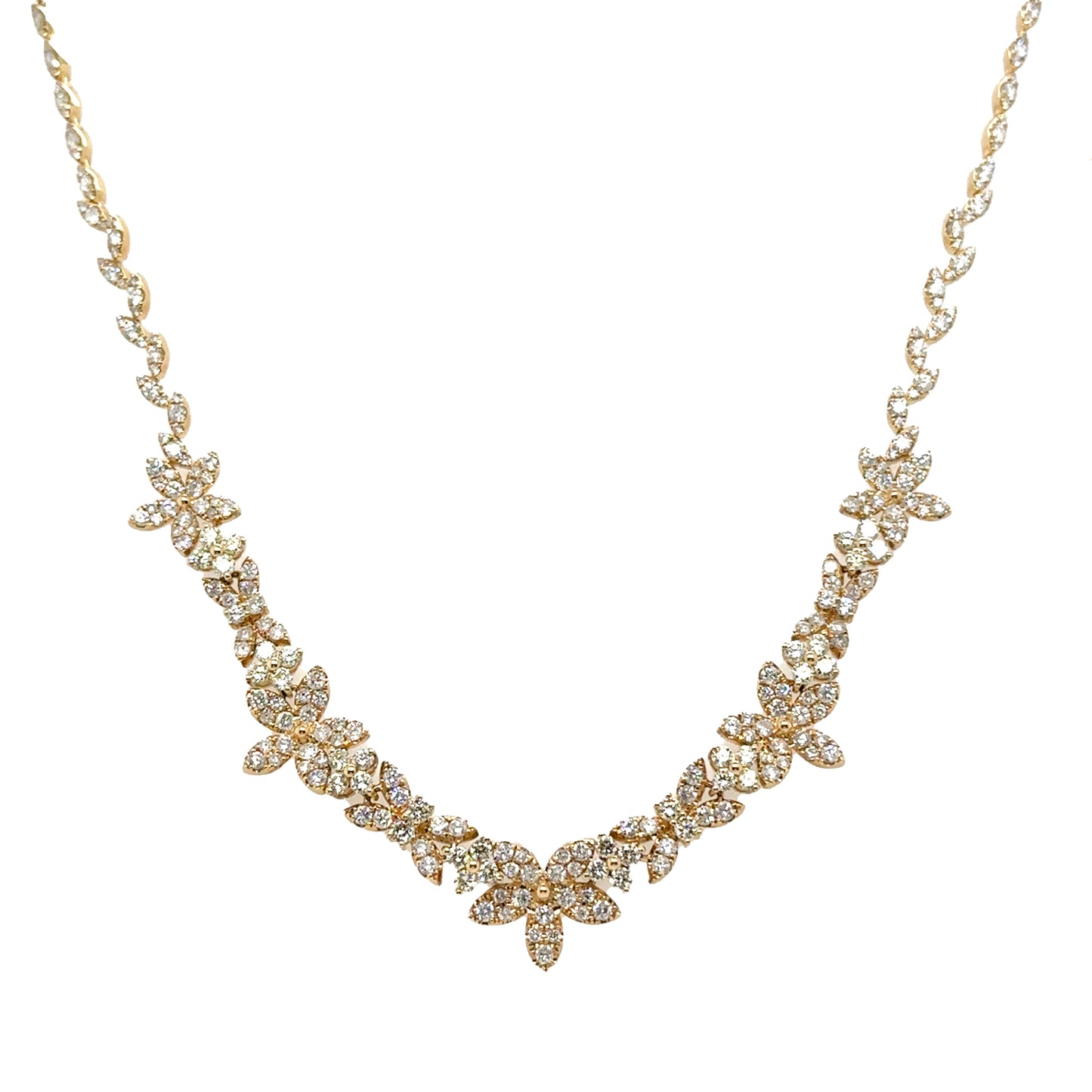 Half Diamond Floral Statement Necklace
