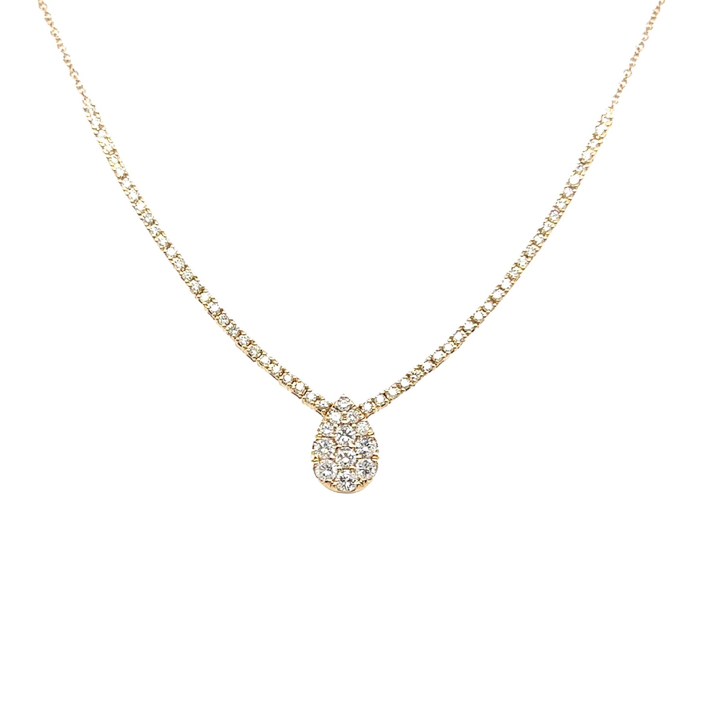 Half Tennis Necklace with Diamond Pear Centre