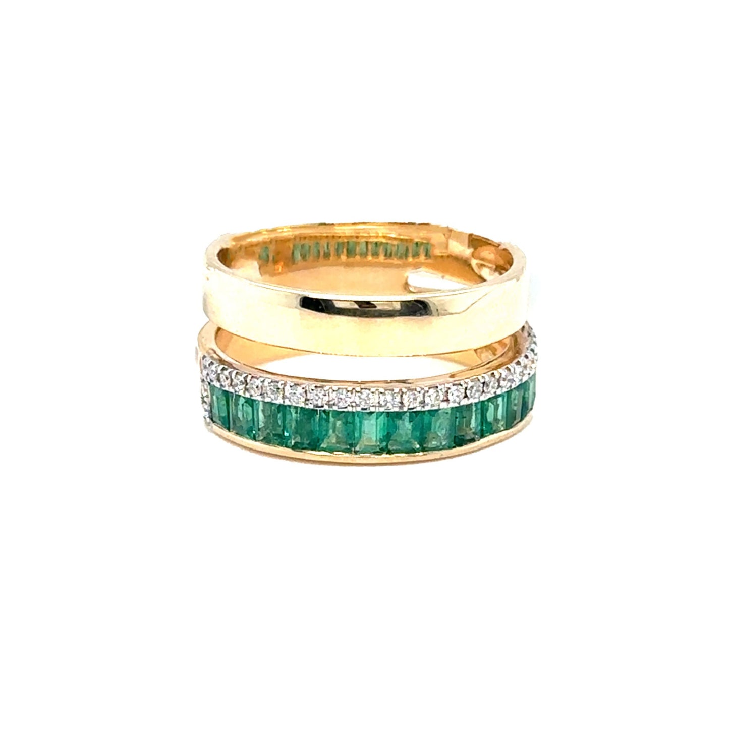 Emerald and Diamond Row Ring
