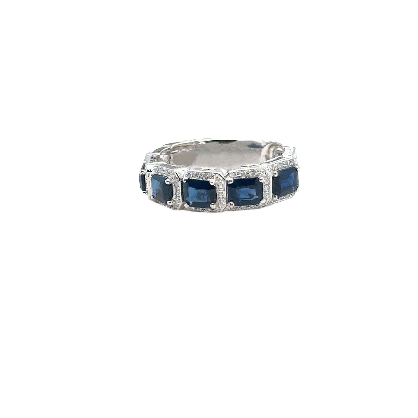 Emerald Cut Sapphire and Diamond Ring