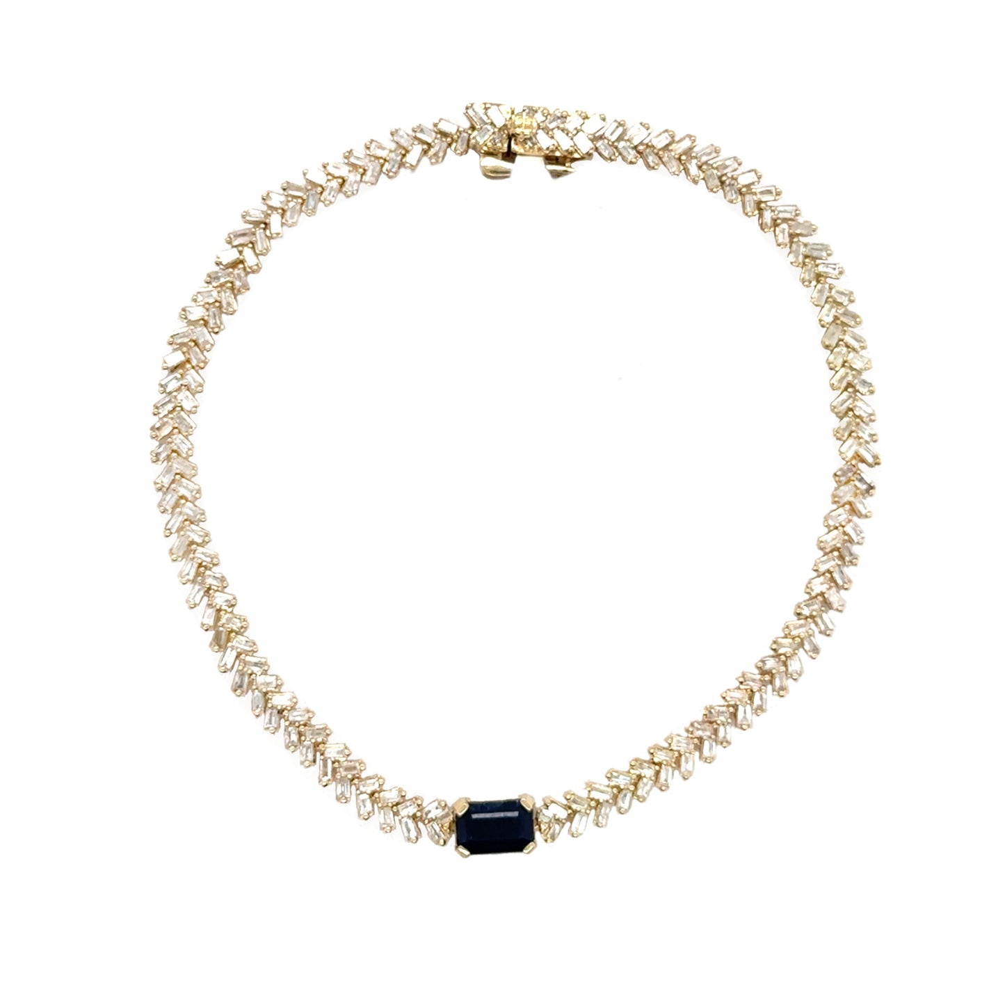 Diamond Baguette Bracelet with Sapphire centre