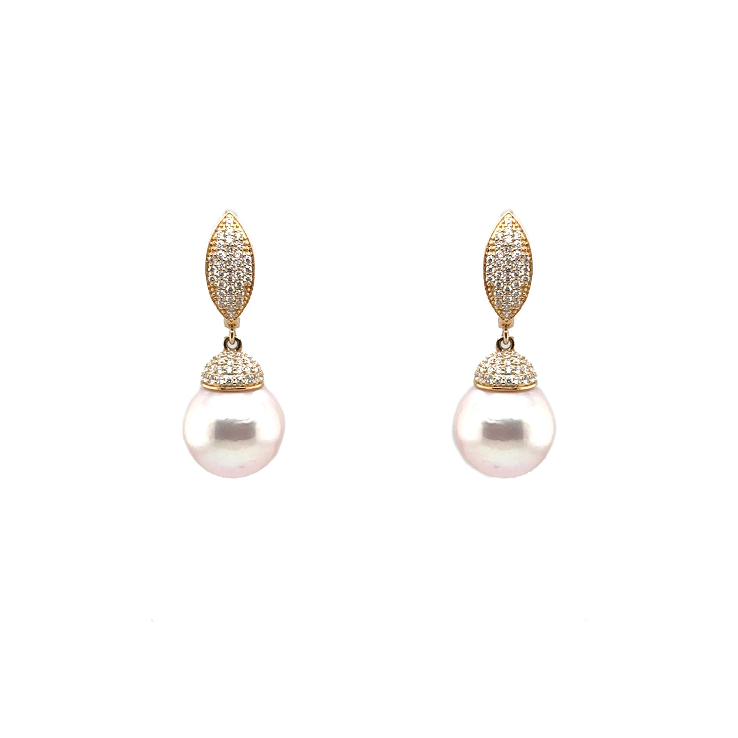 Pink Pearl Hanging Diamond Earrings