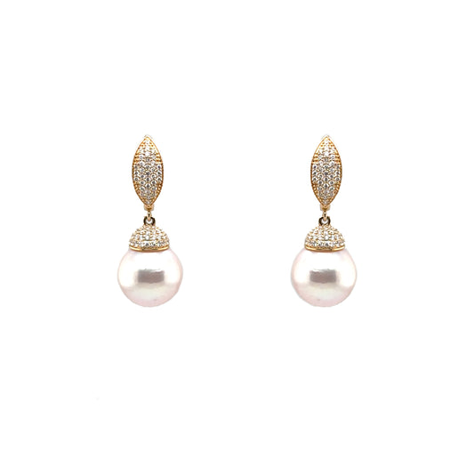 Pink Pearl Hanging Diamond Earrings