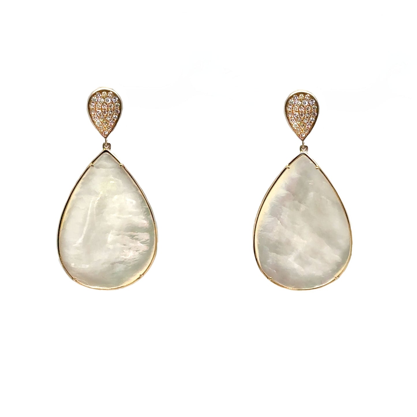 Diamond and MOP Teardrop hanging Earrings