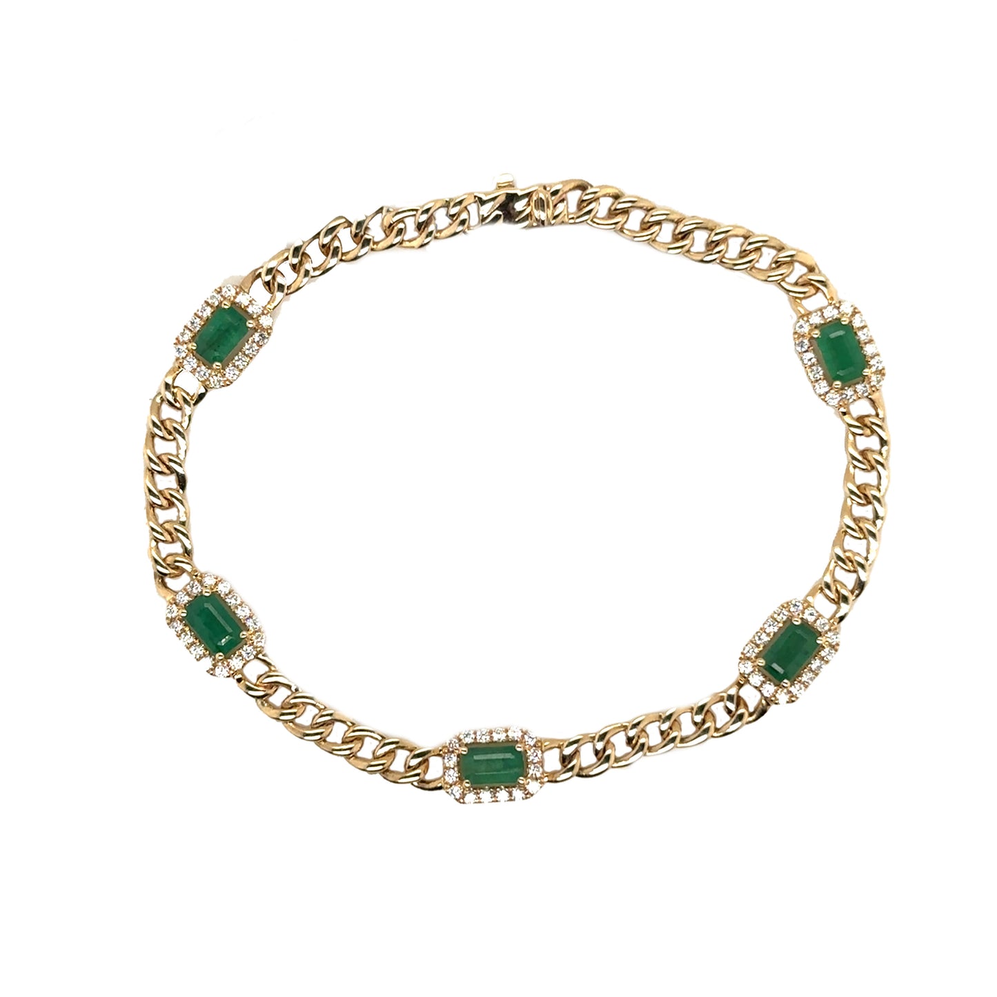 Emerald Bracelet with Diamond Halo's