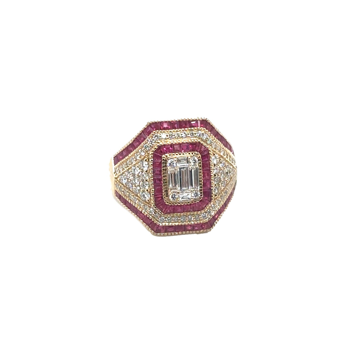 Ruby and Baguette Diamond Statement Ring