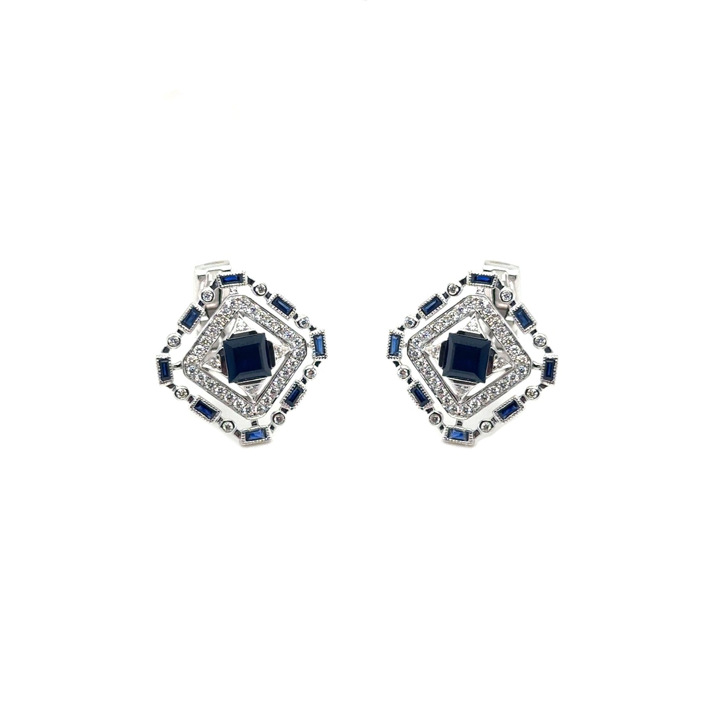 Geometric Vintage Style Sapphire Cufflinks