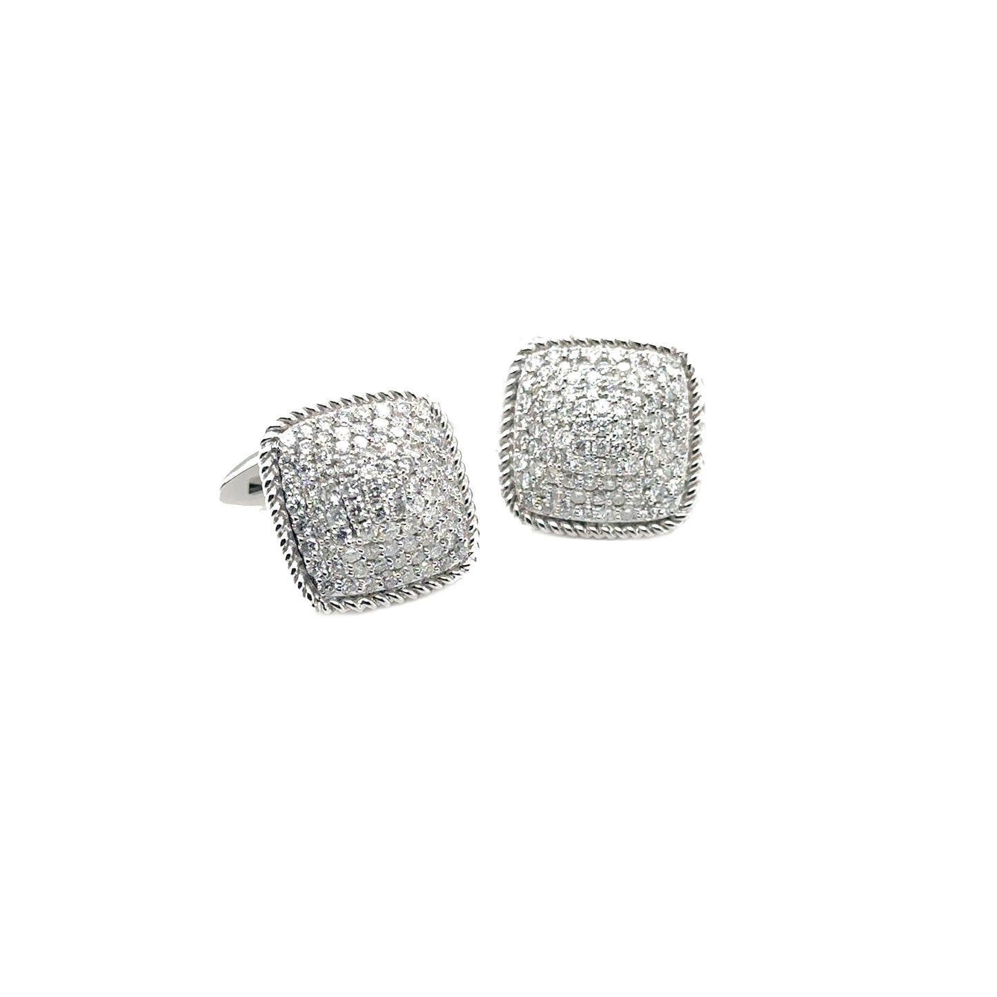 Diamond Cushion Cufflinks with Rope Outline