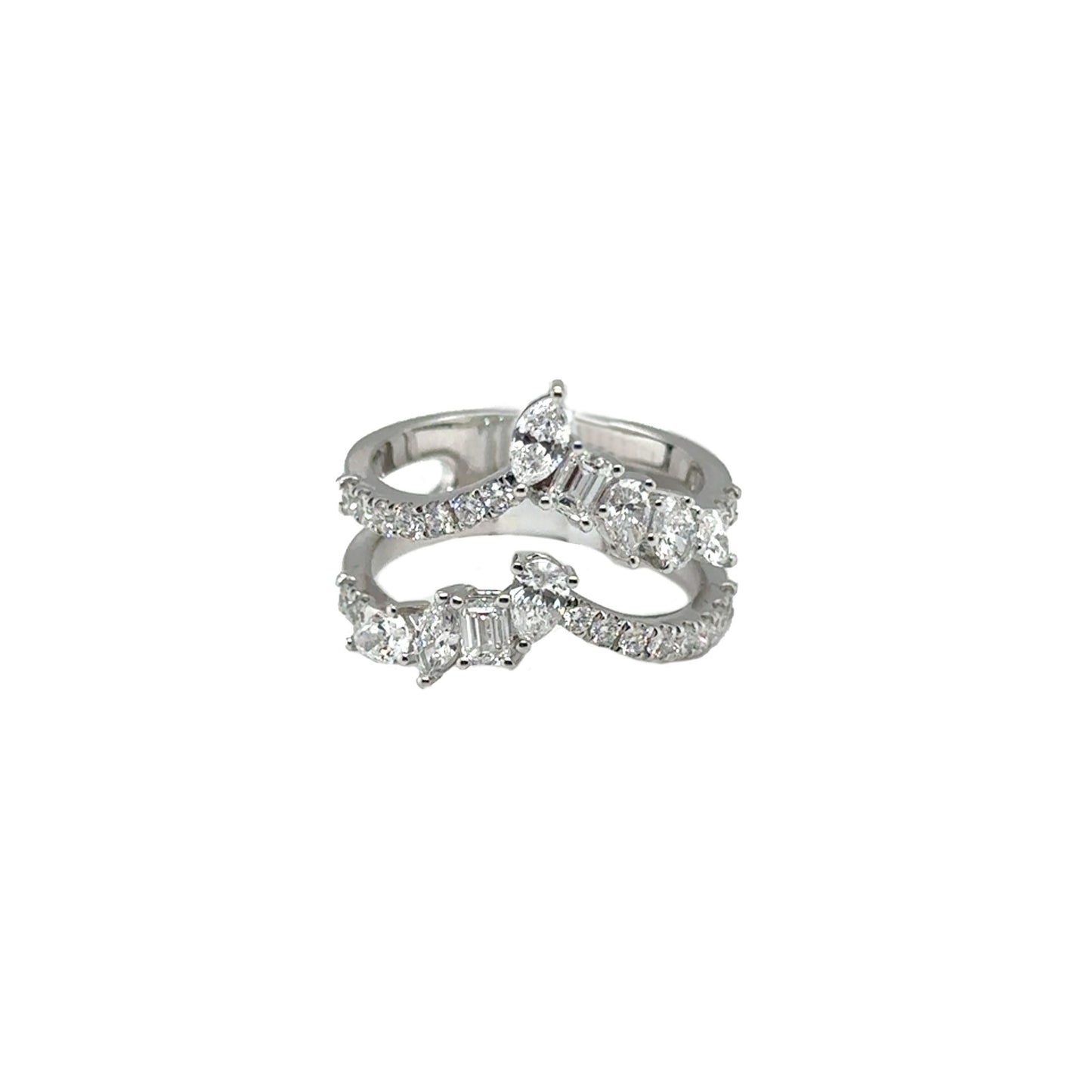 Double V Multi Shape Diamond Ring