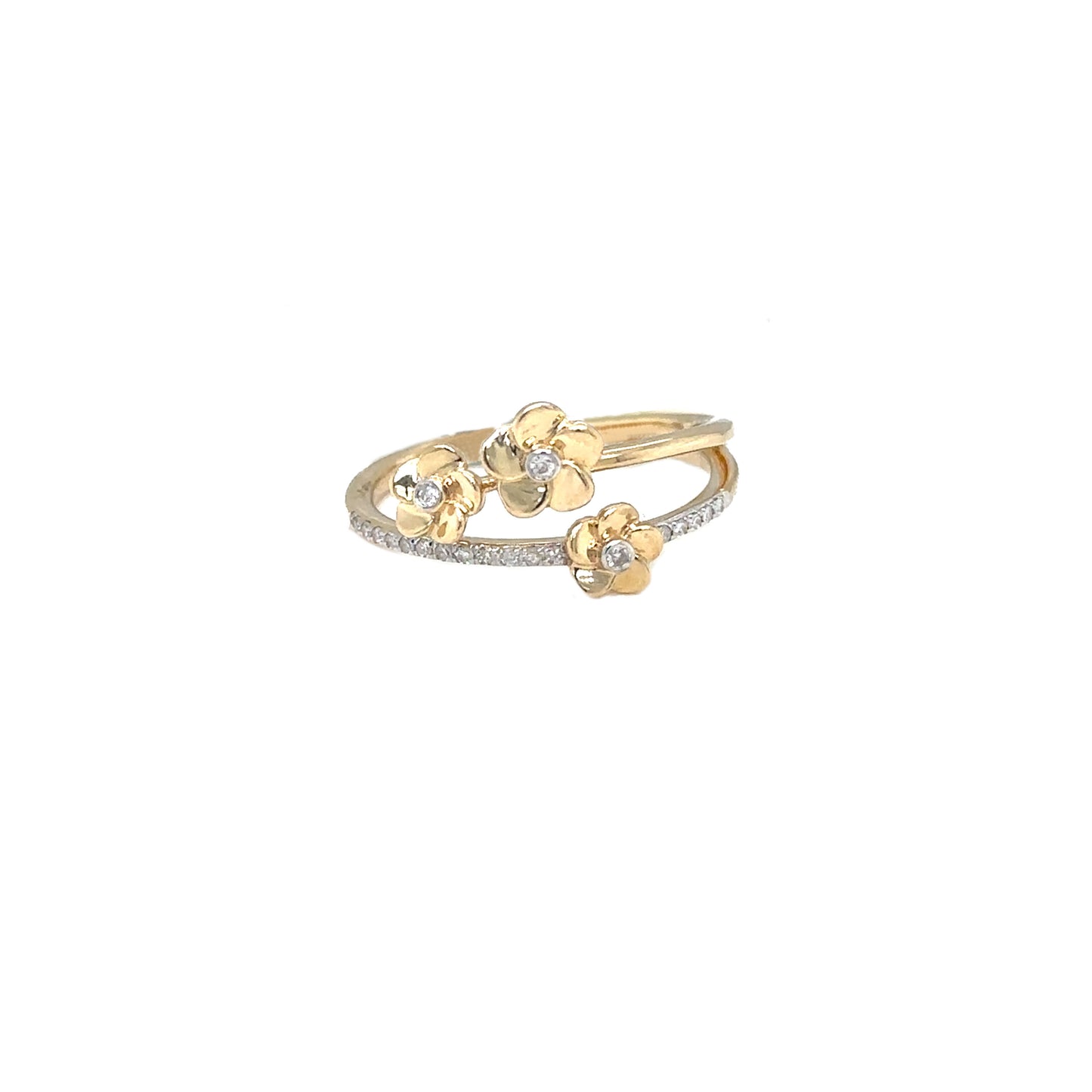 Double Row Diamond Flower Ring