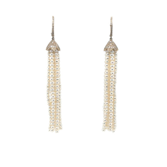 Diamond Chandelier Pearl Earrings