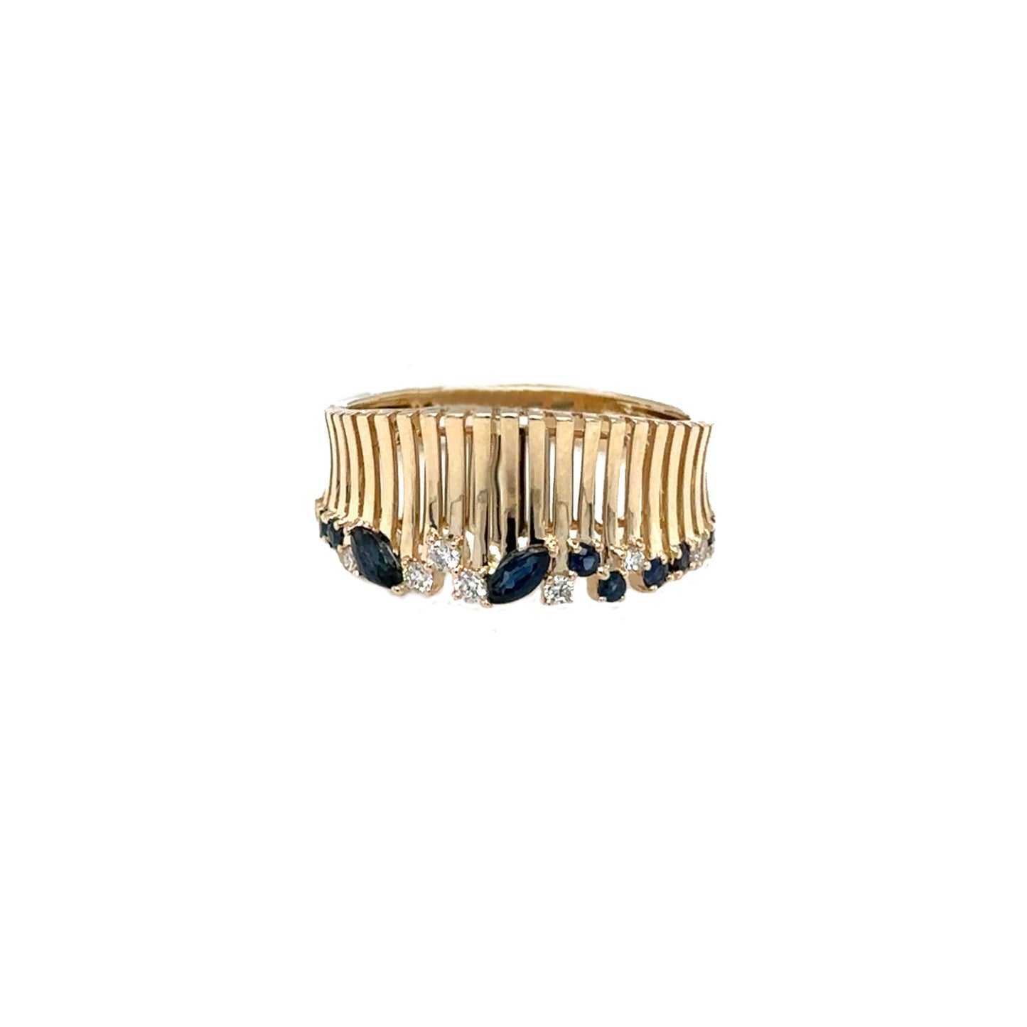 Diamond and Sapphire Caged Ring