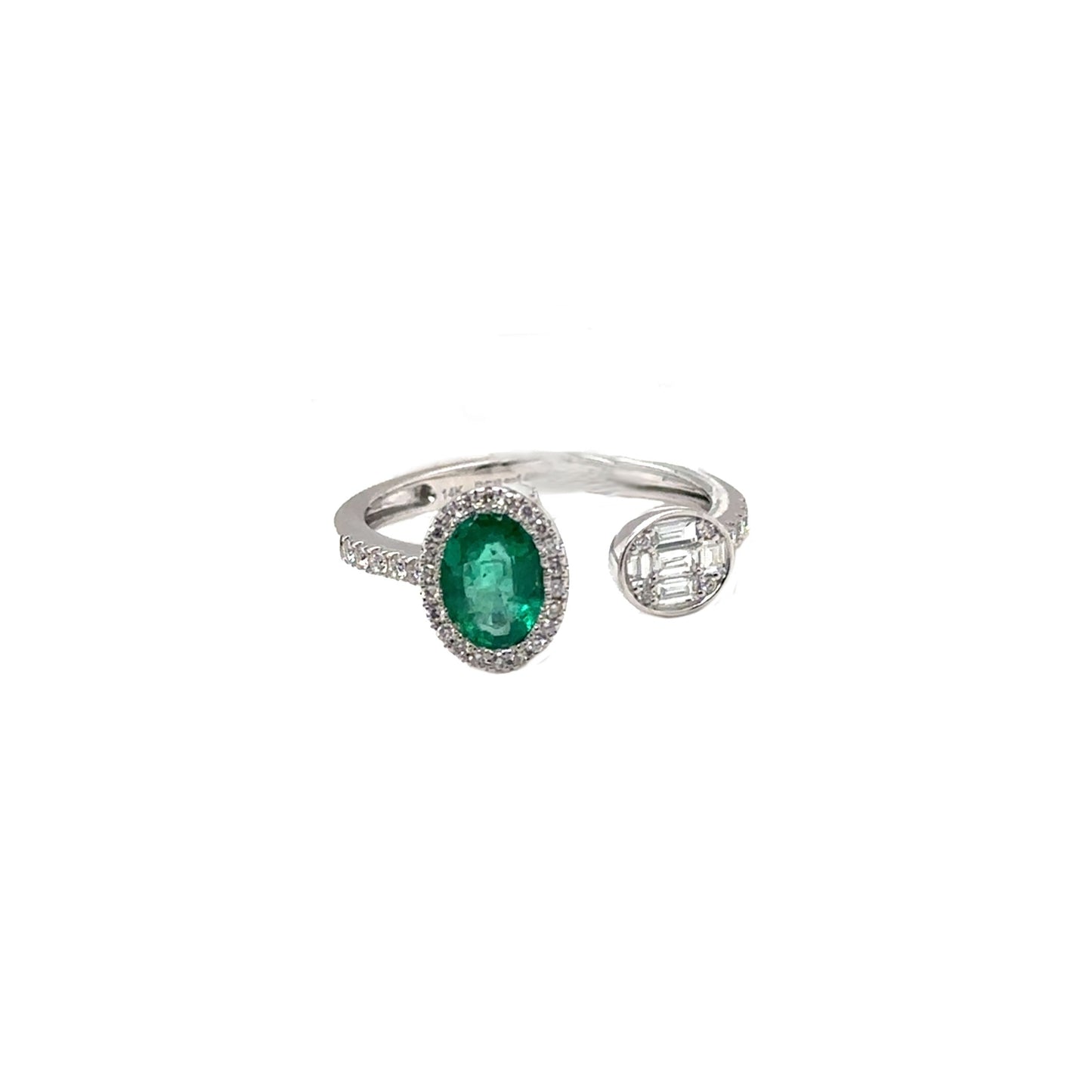 Emerald and Diamond Open Wrap Ring
