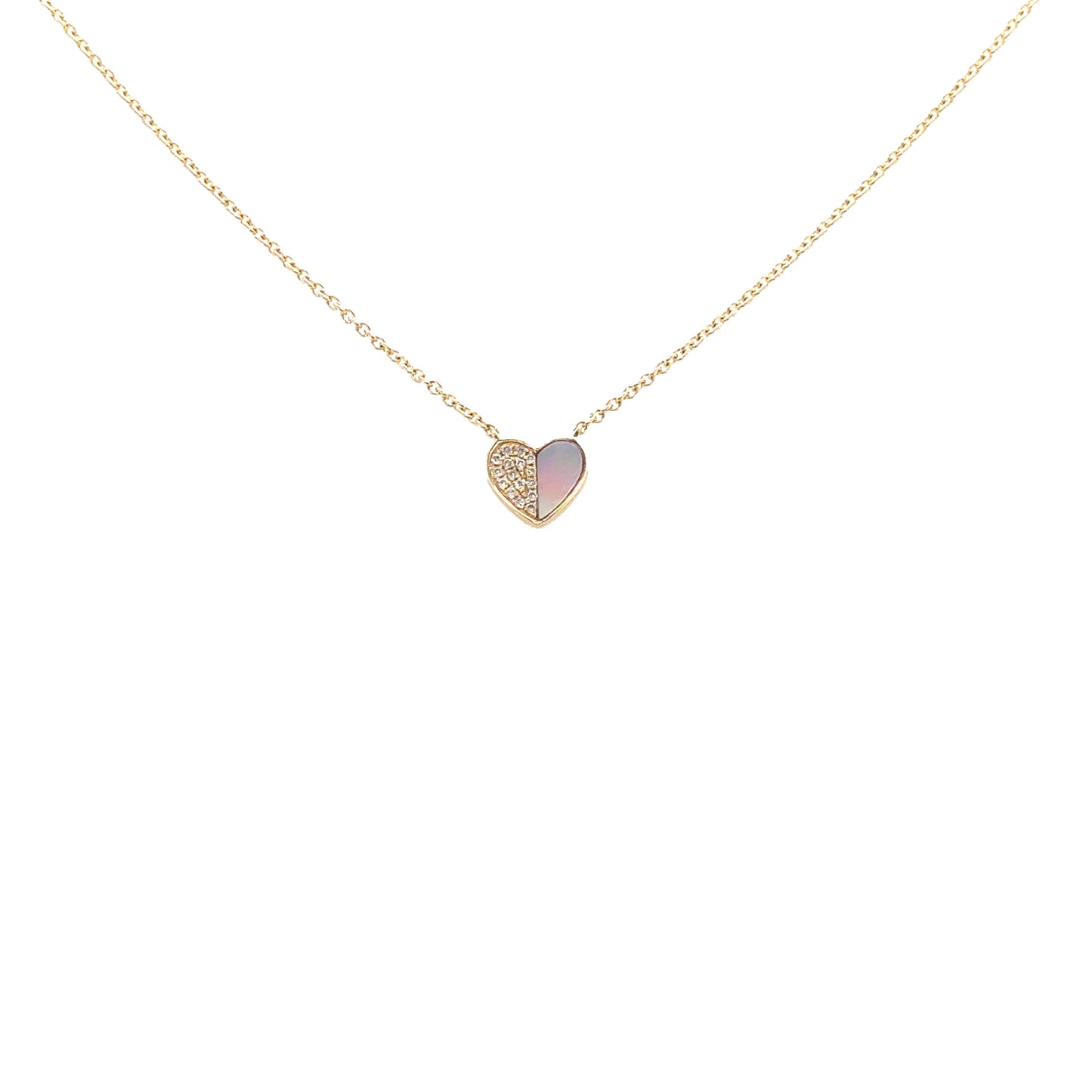Diamond and MOP Heart Pendant Necklace